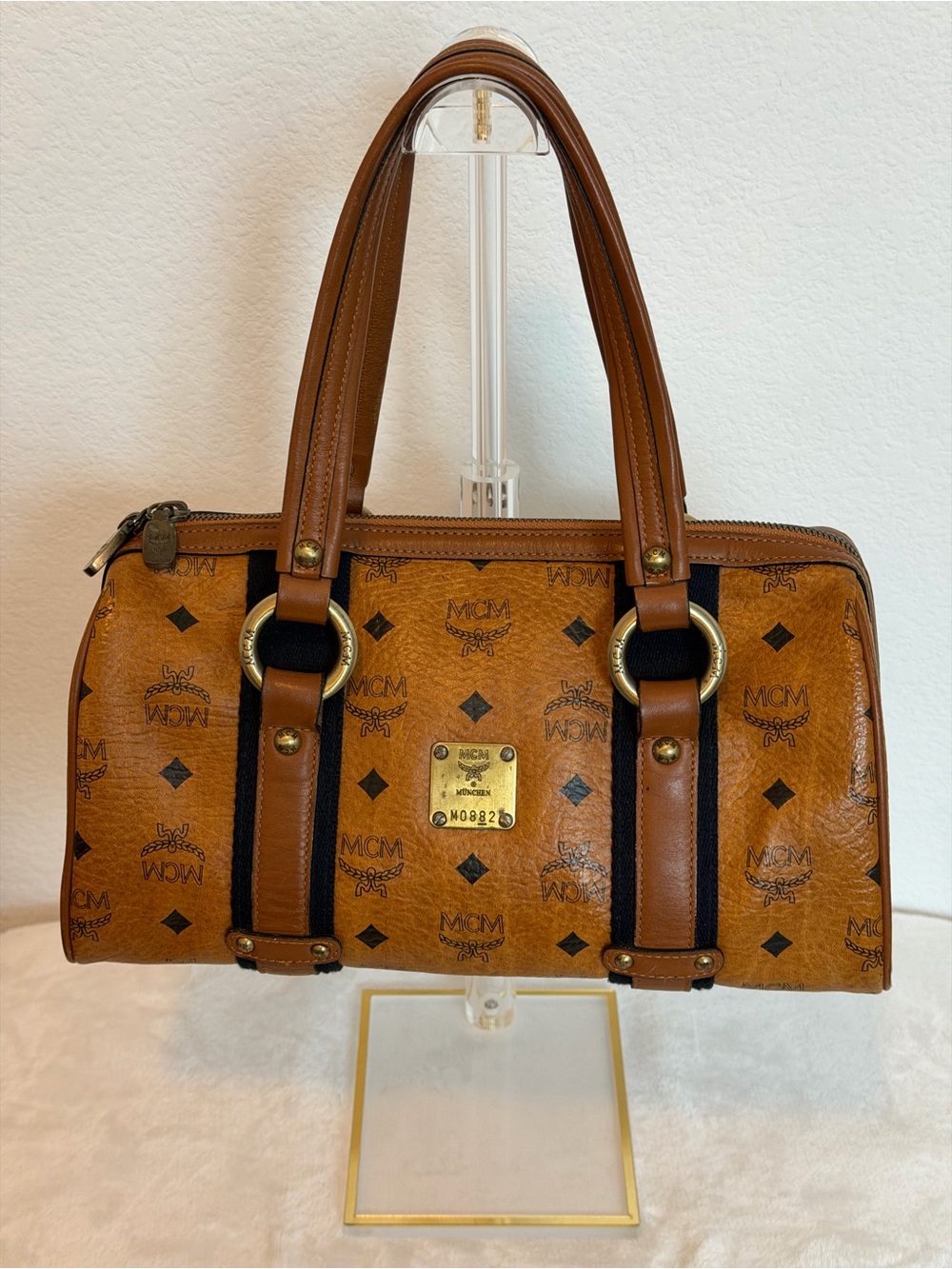 MCM Cognac Visetos | Boston bag